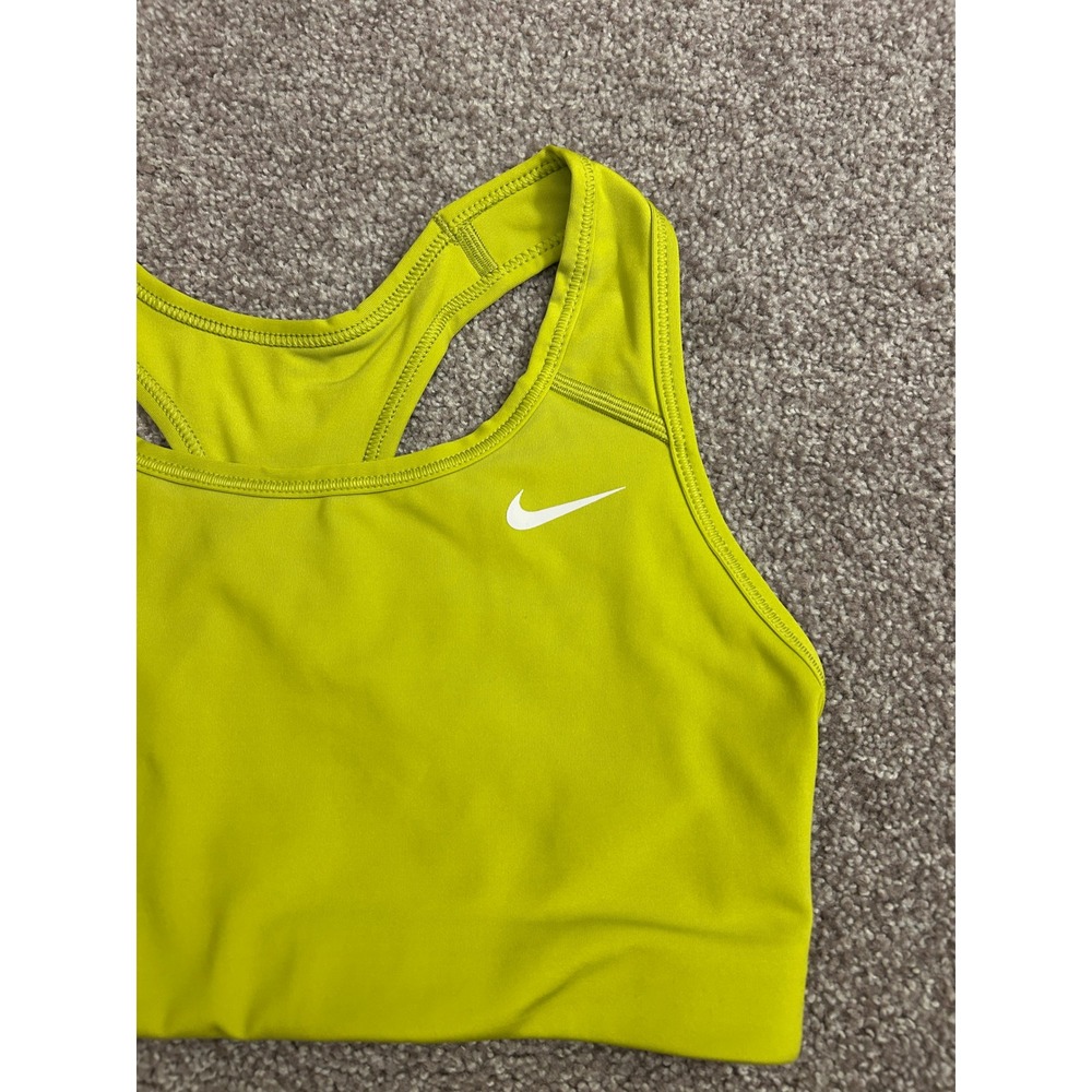 Nike Sports Bra Womens Small Neon Yellow Excellent Dri-FIT Racerback Swoosh - Picture 3 of 6